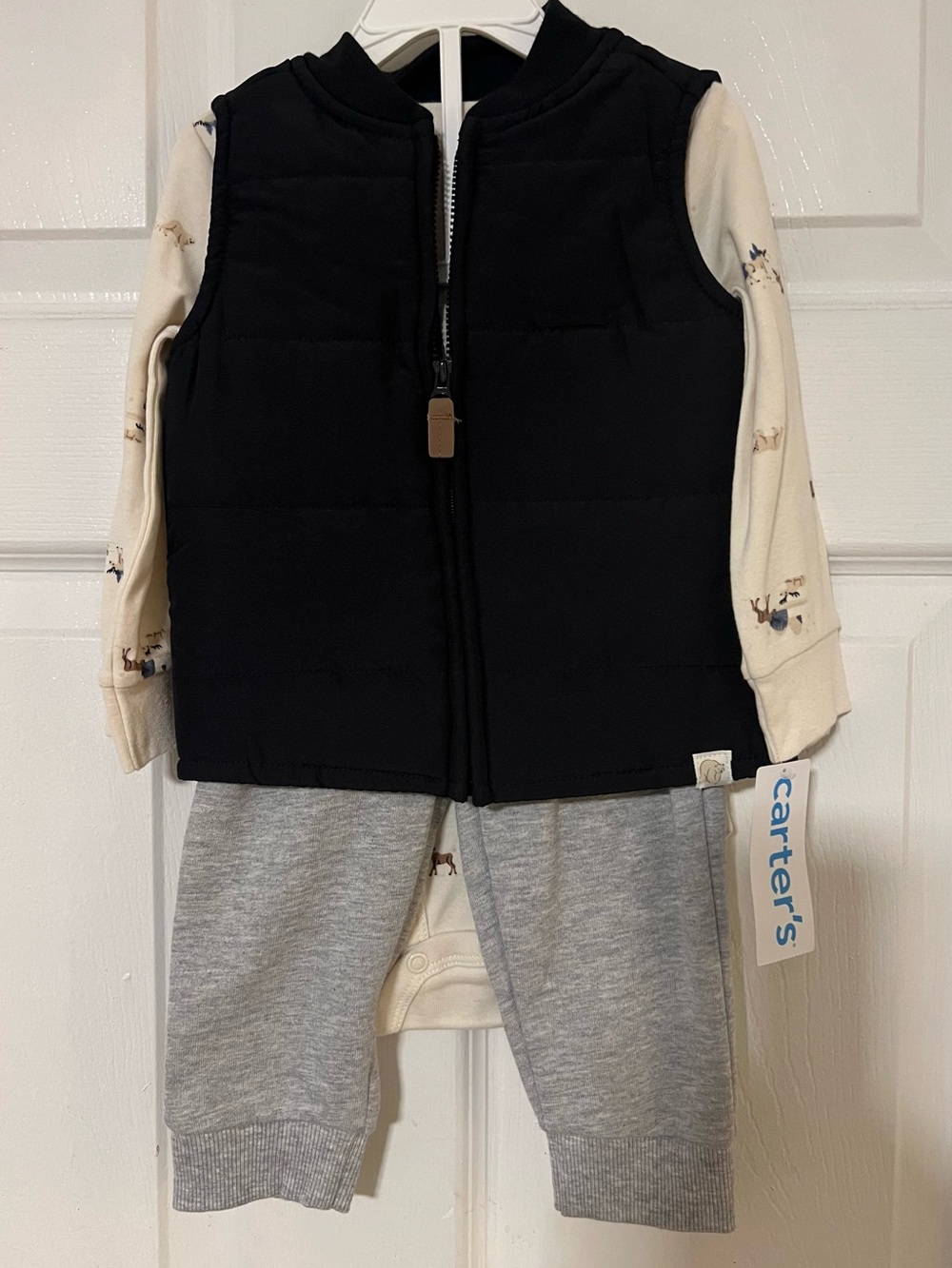 Carter's Black Quilted Puffer Vest, shirt and pants for Kids